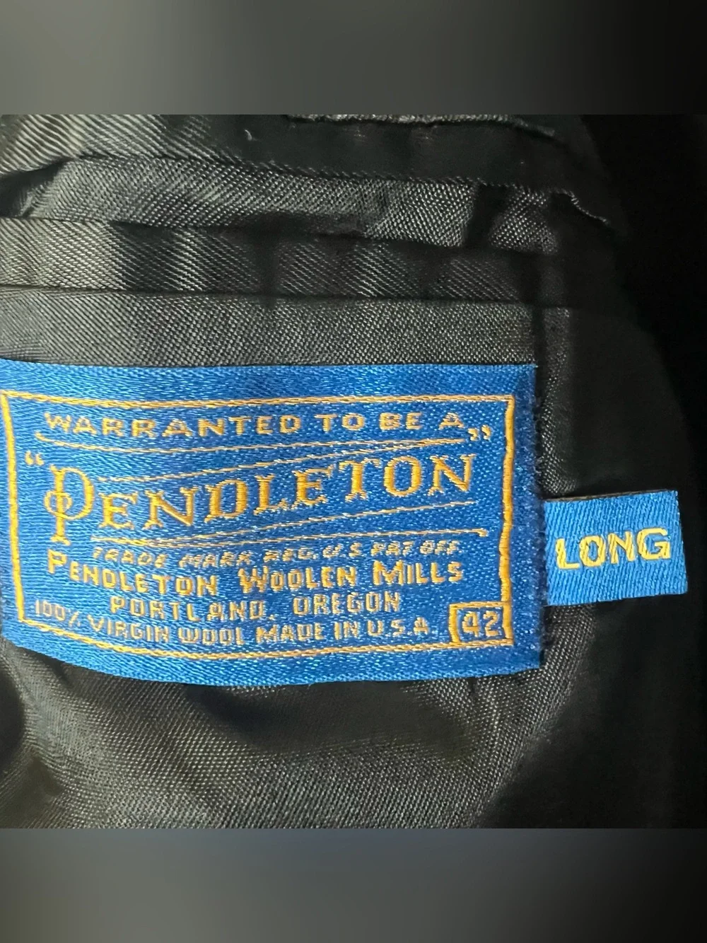 Pendleton Woolen Mills Herringbone Sport Coat Gray Suede Yoke Western Sz. 42L